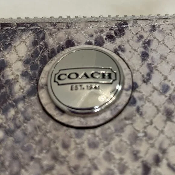 Coach Gray Snakeskin Leather Accordion Style Zip Around Wallet - Picture 8 of 16